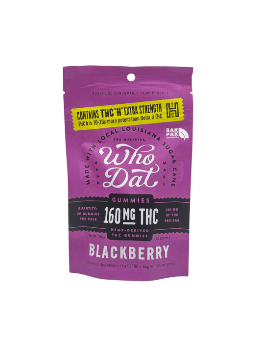 Who Dat 160mg THCH+D9 20ct Blackberry (box of 10) - Tree Spirit Wellness